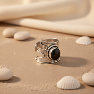 Anillo de Plata 925 con Piedra de Ónice para Mujer, Joyería Artesanal, Piedra Natural, Baño de Rodio, Tecnología de Incrustación Tallada, Fina - Product Image 2