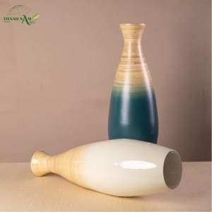 Elegante Jarrón de Mesa de Bambú Enrollado Estilo Art Deco con Acabado de Doble Tono, Ecológico y Duradero - Product Image 5