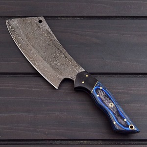 Couteau de boucher, Chef Cleaver Handmade Damas Steel Butcher Cleaver Steak Knife avec manche en bois avec gaine en cuir incluse - Product Image 3