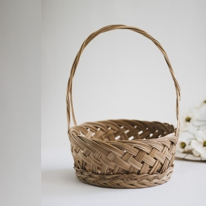 Vietnam Hand Woven Bamboo <b>Basket</b> with Handle, <b>Rattan</b> Kitchen <b>Basket</b>, Gift <b>Basket</b>, Flower <b>Basket</b> for Chirstmas Easter Daily Use - Product Image 1