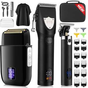 Kit de tondeuse professionnelle pour hommes avec rasoirs électriques à grille, étui de voyage, kit de barbier, tondeuse à batterie, prise US - Product Image 1