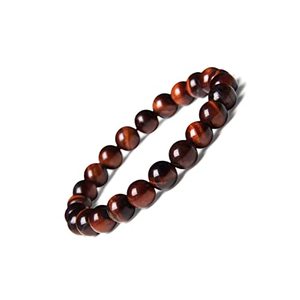 Pulsera elástica de piedra de ojo de tigre rojo, cuentas de cristal curativas redondas, pulsera de Chakra de Yoga de pasión, Unisex - Product Image 2