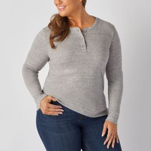 Chemise Henley en tricot gaufré pour femme Haut à manches longues doux et confortable, parfait pour la superposition en automne et en hiver - Product Image 2