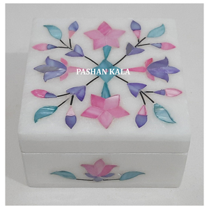 Rectangle Shape White Marble Inlay Mother Of Pearl Jewellery <b>Box</b> <b>Mix</b> Color Handmade Unique Design Best Quality Used Home Decor - Product Image 2