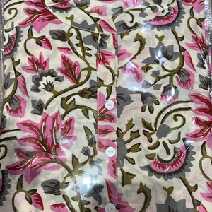 เสื้อคอตตอน Khadi ปักด้วยมือของผู้หญิงใหม่ผ้าคอตตอนพิมพ์ลายเสื้อทรงเอไลน์ Kurta ผ้าฝ้ายแท้แบบตรงสำหรับฤดูใบไม้ผลิฤดู - Product Image 1