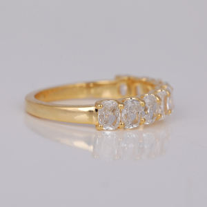 Personnalisable 10KT or laboratoire cultivé diamant coussin coupe demi éternité alliance Style à la mode bijoux de fiançailles - Product Image 2