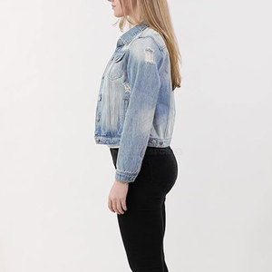 Femmes Slim Fit 100% coton Jeans vestes Long hiver col montant respirant imprimé teint tissu adultes approvisionnement en gros - Product Image 3