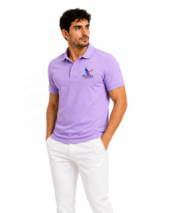 Polo pour homme en coton 100% violet à manches courtes, col boutonné, décontracté, pour le golf, le travail, logo personnalisé, uniforme - Product Image 1