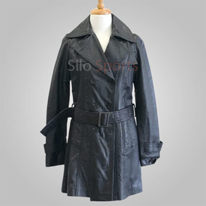 2025 luxe Style noir foncé couleur en cuir véritable femmes manteau motif solide haute qualité personnalisé chauffé mode manteaux OEM - Product Image 4