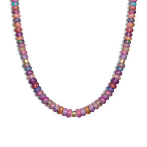 Collar hecho a mano con relleno de oro amarillo de Plata de Ley 925 con cuentas de ópalo púrpura natural de 18 pulgadas, regalo chapado en oro para mujer - Product Image 1