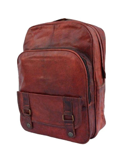 Confort ergonomique en cuir véritable pour hommes sac à dos doublure en coton écologique léger mode fermeture à glissière bas prix indien - Product Image 1