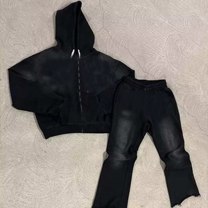 Chándal de invierno de alta calidad para hombre, 100% algodón, transpirable, lavado ácido, de gran tamaño, con logotipo personalizado, chándales DE GÉNERO superior - Product Image 4