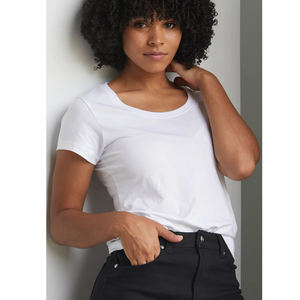 Camiseta de algodón HD de 5 oz para mujer, camiseta de seda para mujer, Camiseta básica sólida de manga corta con cuello redondo de seda Real, camiseta blanca transpirable - Product Image 1