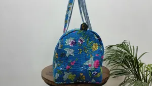 Bolso de hombro acolchado de algodón con estampado floral, bolso de cuero ecológico, forro de lona, bolso lavable de moda para la noche - Product Image 3