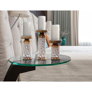 Bougeoirs et supports en bois naturel design incurvé à la main lot de 3 bougeoirs de table décoration de noël bougeoir éclaircissant - Product Image 5