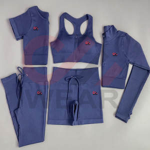 5 PC <b>Women's</b> tracksuit Seamless Yoga Set Workout Sportswear Gym Clothing Drawstring High Waist <b>Leggings</b> Fitness Sports Suits - Product Image 5