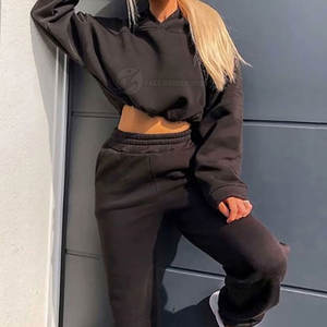 Survêtements courts grande taille XL personnalisés pour femmes, hauts courts et longs avec col à capuche, meilleures ventes - Product Image 4