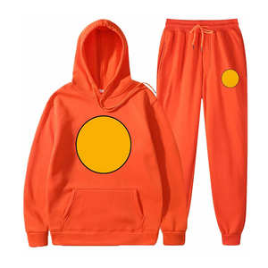 Custom Flared Unique Design OEM Plain <b>Orange</b> Training <b>Hoodies</b> Fashionable Stripes Pant Set Factory Made Unique Tracksuit - Product Image 3