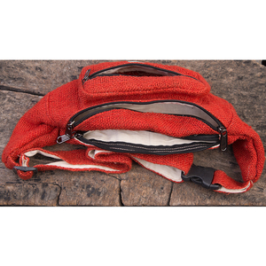 กระเป๋าคาดเอวทรงฮิปสไตล์ฮิมาลายาสีส้มทำจากป่าน  งานแฮนด์เมดจากเนปาล เหมาะสำหรับการเดินทางและกิจกรรมกลางแจ้ง - Product Image 4