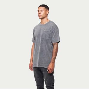 Camiseta lavada ácida de alta calidad con logotipo personalizado para hombre, Camiseta de algodón liso vintage Styli con estampado gráfico de gran tamaño, camiseta de manga vuelta - Product Image 3