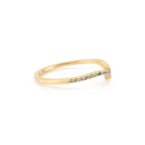 Último nuevo diseño de alta calidad Natural corte redondo Topacio Azul 14K oro amarillo sólido FORMA DE V anillo delicado joyería minimalista mujeres - Product Image 5