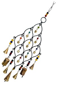 Carillon éolien en fer et laiton artisanal avec perles et glands colorés-Design d'art moderne pour Diwali Home Garden Patio Hanging Decor - Product Image 2