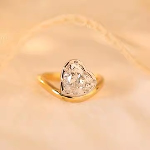 Solitaire Heart Lab Grown Diamond Romantic Engagement <b>Ring</b> 14K Solid Gold Wedding <b>Ring</b> Valentine Gift for Girlfriend - Product Image 3