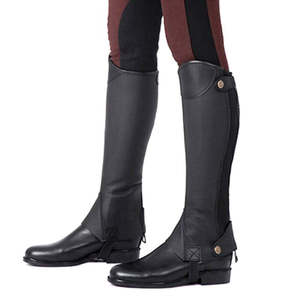 Chaps d'équitation mi-longues pour hommes, en cuir professionnel, légers, de haute qualité, avec logo personnalisé, très demandés - Product Image 2
