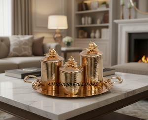 Handcrafted Rose Gold Stainless Steel Canister Pumpkin <b>Lid</b> Serving Tray | Europe Style <b>Decorative</b> Kitchen Tableware Storage - Product Image 2