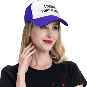 BRANIS SPORTS I Drink Pond Water Trucker <b>Hat</b> White <b>Purple</b> Mesh 6-Panel Adjustable Unisex Casual Cap 100% Polyester Four Seasons - Product Image 6