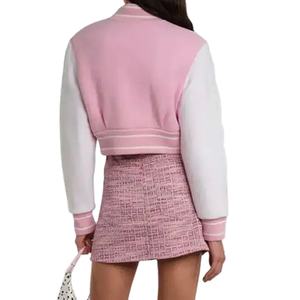 Nuevo diseño de parches bordados de chenilla para mujer, chaquetas universitarias cortas estilo Letterman en colores, chaquetas elegantes al por mayor - Product Image 3