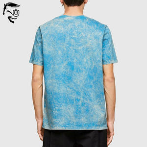 T-shirt à lavage à l'acide pour hommes 100% coton longueur régulière col à motif solide teint uni-disponible en stock à vendre! - Product Image 5