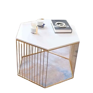 Modern Traditional Design Multi-Functional Eco-Friendly Coffee <b>Table</b> Durable Steel Base Natural Marble Top Customizable Home - Product Image 1