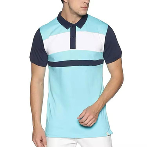 Camisa de Manga Corta para Hombre, Diseño Color Block, Tejido Informal, Azul Claro, Azul Marino, Blanco, Poliéster/Algodón, Secado Rápido, Transpirable - Product Image 3