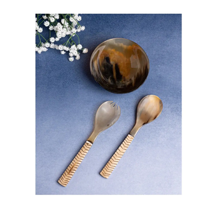 ช้อนสลัดฮอร์นพร้อมชามที่ไม่เหมือนใครสำหรับปรับแต่งขนาดด้วยเครื่องครัวและร้านอาหาร - Product Image 5