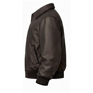 Chaqueta Varsity Unisex de Cuero Marrón Personalizada con Bordado Titan, Estilo Retro de Lujo, Ecológica y Transpirable con Frente de Lona - Product Image 4