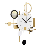 Horloge murale en quartz métallique minimaliste contemporaine, motif abstrait, sonnerie horaire, double alarme, couleur personnalisée pour salon