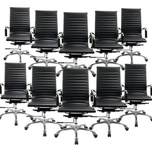 Juego de 10 sillas de trabajo para conferencias ejecutivas con respaldo alto Silla giratoria ajustable con materiales de espuma de madera contrachapada PP - Product Image 3