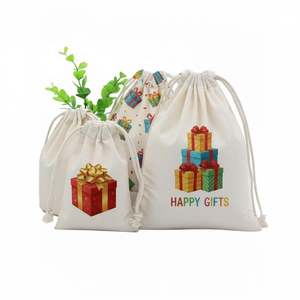 Customized Cotton Canvas <b>Drawstring</b> <b>Pouches</b> with Screen Printing for Personalized Logo Favor Bags - Product Image 3