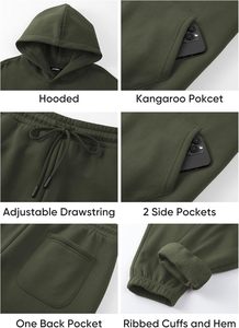 Luxury 400GSM Tech Fleece Tracksuit Men Two Tone Navy <b>Black</b> Hoodie Joggers Set Custom Printed Sportswear Modern Street Style - Product Image 6