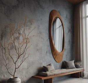 Miroir mural en bois de noyer massif fait à la main, écologique, léger, design Art Déco, forme compacte, prix abordable - Product Image 5