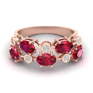 Anillo de Banda Elegante REYES de Plata de Ley 925 con Moissanita VVS, Corte Ovalado Personalizado, Gema de Rubí de 2.5 Quilates, Joyería Fina para Mujer - Product Image 1