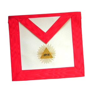 Delantal de rito escocés de 13 grados Moire blanco y rojo versátil y elegante - Product Image 1