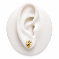 JJBRAVO Pendientes Geométricos de Oro Sólido de 14k con Circonitas Cúbicas Engastadas, Joyería Fina Elegante y Romántica para Mujer, Regalo para Bodas y Fiestas, OEM