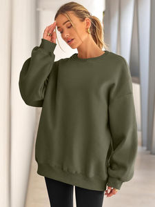 Sudaderas de gran tamaño personalizadas para mujer, sudaderas con capucha, suéteres de cuello redondo de lana, Tops informales, cómodos trajes de moda de otoño, ropa de invierno - Product Image 3