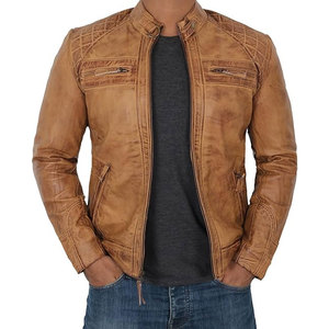 Meilleures ventes Veste en cuir véritable durable pour adultes Services OEM Vêtements décontractés à bas prix Vestes en cuir pour hommes - Product Image 3