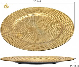 Design élégant Plaque de présentation en rotin plaqué or New Look Plaque de présentation en rotin pour mariage et restaurant Article d'indien - Product Image 3