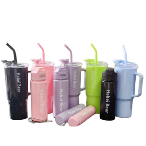 40盎司大容量塑料不倒翁套装，带盖、手柄和吸管 - Product Image 1