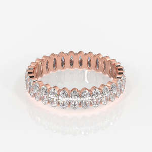 Anillo de Eternidad de Oro de 18K con Diamantes Cultivados en Laboratorio de Corte Ovalado, Elegantes Anillos de Diamantes para Mujer - Product Image 5