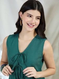 Tendance col en v avant ouverture sangle noeud cravate facile Peasy solide haut sans manches été Streetwear tissu respirant fabriqué en inde - Product Image 6